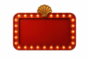 Retro Marquee Sign with Golden Scallop Detail and Illuminated Bulbs, Ready for Custom Text