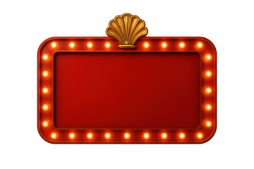 Retro Marquee Sign with Golden Scallop Detail and Illuminated Bulbs, Ready for Custom Text