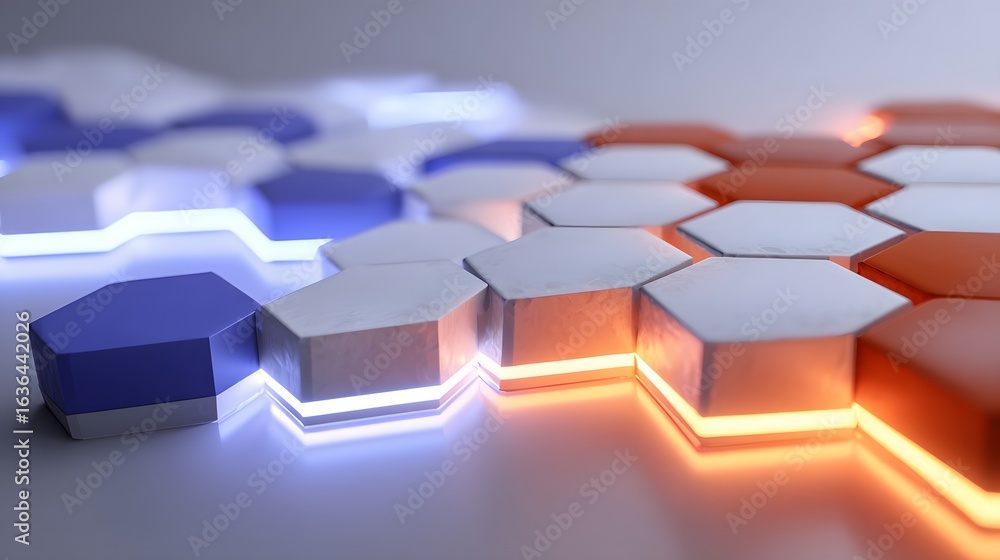 Aufkleber abstract geometric pattern of glowing hexagons.
