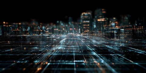 artificial intelligence scanning city grid generated by mid journey 