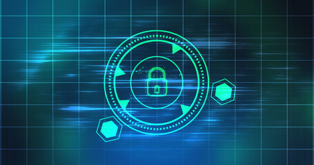 Cybersecurity lock showing connectivity learning mark concept. Binary coding matrix like cyber virus attack malware like. Trojan sending a security hacking process. Modern encryption control auth.