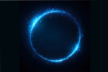 Blue neon wave with shimmering light curves