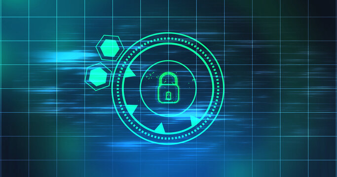 Cybersecurity lock showing connectivity learning mark concept. Binary coding matrix like cyber virus attack malware like. Trojan sending a security hacking process. Modern encryption control auth.