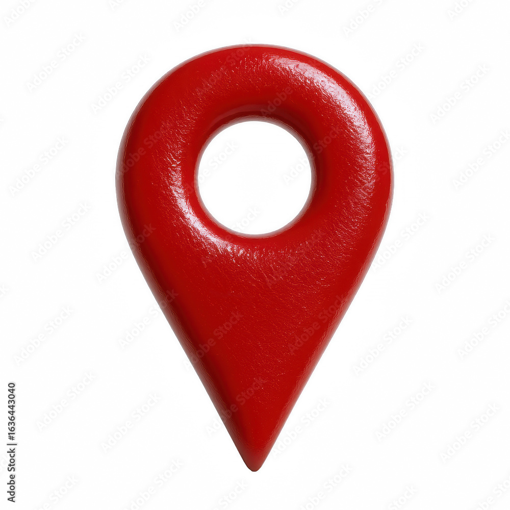 Poster bold red 3d location pin icon with textured surface, symbolizing navigation and discovery