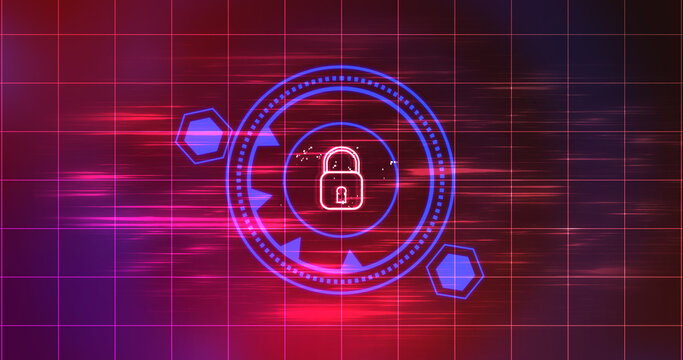 Cybersecurity lock showing connectivity learning mark concept. Binary coding matrix like cyber virus attack malware like. Trojan sending a security hacking process. Modern encryption control auth.