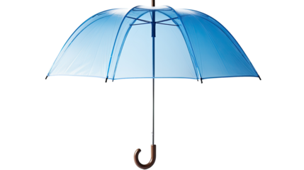 Blue umbrella from top view against transparent background isolated on white background