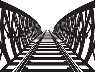 Rail Track Silhouette in Black | Train Railway Path Illustration
