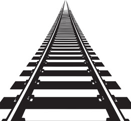 Rail Track Silhouette in Black | Train Railway Path Illustration