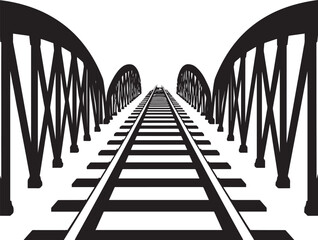 Rail Track Silhouette in Black | Train Railway Path Illustration