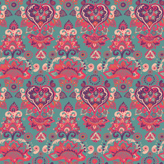 Vintage pattern for fabric "Oriental motifs" in the style of traditional prints. For textiles, wallpaper, packaging.