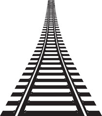 Rail Track Silhouette in Black | Train Railway Path Illustration