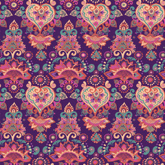 Vintage pattern for fabric "Oriental motifs" in the style of traditional prints. For textiles, wallpaper, packaging.