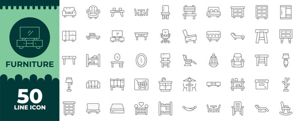 Furniture Line Editable Icons set. Vector illustration in modern thin line style of Furniture icons: interior, clothes rack, room, etc