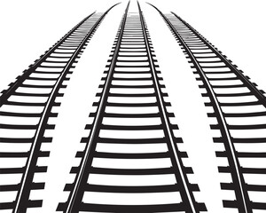 Rail Track Silhouette in Black | Train Railway Path Illustration