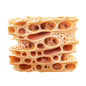 Macro photo of porous honeycomb foam structure in beige color isolated PNG with Transparent Background