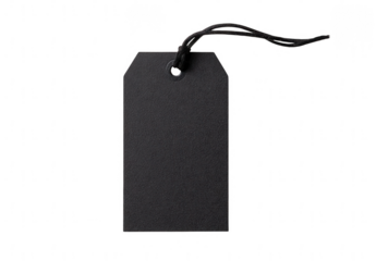 Black price tag isolated on a white background, png, transparent