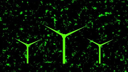 Animation of data processing over wind turbine 4k video - Powered by Adobe