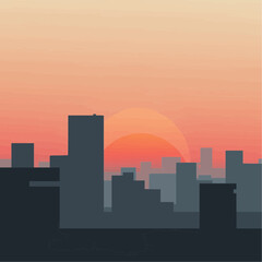 Naklejka premium Minimalist Vector City Skyline with Abstract Buildings