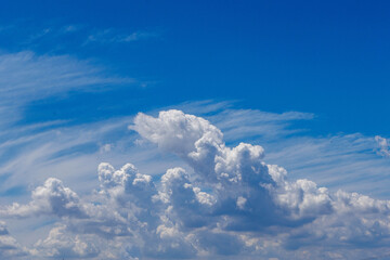 真夏の青い空と白い雲