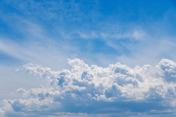 真夏の青い空と白い雲
