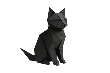 3d origami cat isolated on transparent background
