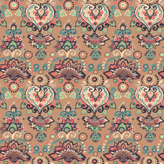 Vintage pattern for fabric "Oriental motifs" in the style of traditional prints. For textiles, wallpaper, packaging.