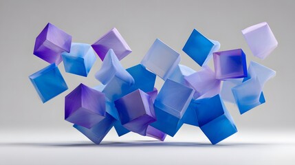 Abstract composition of many colorful cubes.