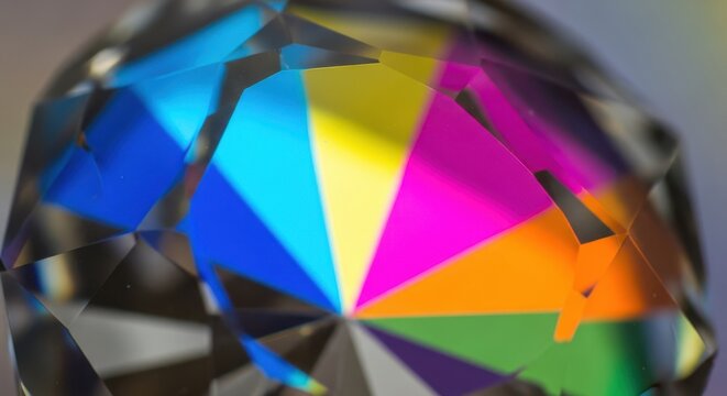 Abstract Geometric Spectrum of Colors Reflected in Faceted Crystal