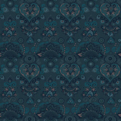Vintage pattern for fabric "Oriental motifs" in the style of traditional prints. For textiles, wallpaper, packaging.
