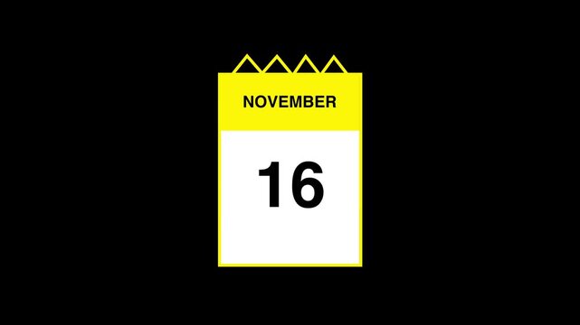 November month calendar. calendar simple icon animation date change time month. sophisticated calendar animation. Date, day and month
