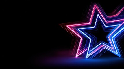 Obraz premium Neon stars, glowing, vibrant colors, dark background