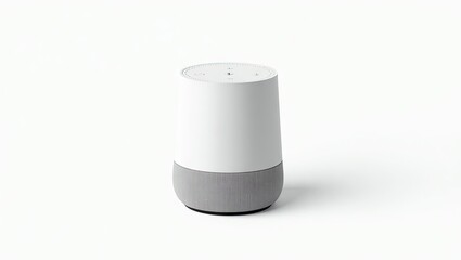 Modern cylinder-shaped smart speaker against a white background.