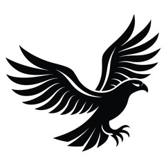 Fototapeta premium Illustration of a black eagle in flight, symbolizing freedom, power, and strength isolated on white background, perfect for logos or graphic design