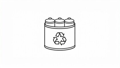 Simple line icon of a battery disposal container with a recycling symbol. Concept for eco-friendly energy and waste management.