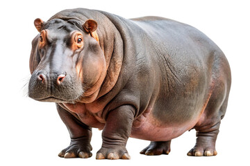Obraz premium Large hippo looking forward with wrinkled grey skin