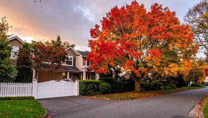 Obraz premium Autumnal neighborhood scene