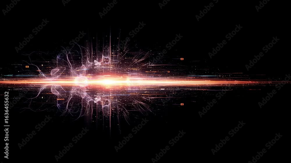 Aufkleber bright light beam with abstract energy patterns. digital data flow, internet communication, big data