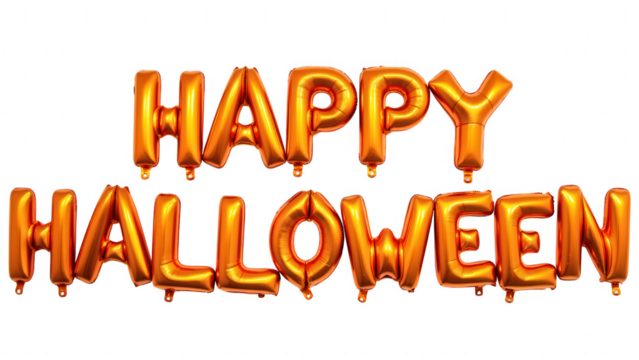 Happy Halloween balloons in vibrant orange color create festive atmosphere for celebrations. Perfect for parties and decorations