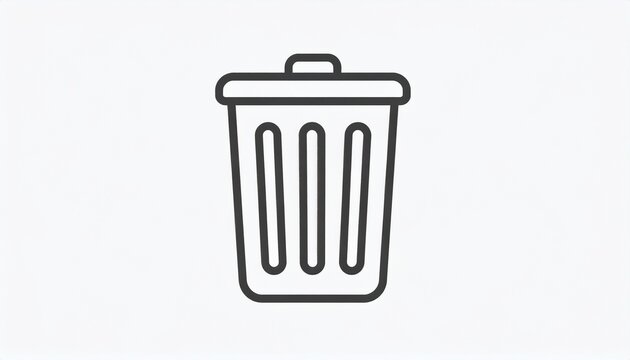 Outline trash can icon for waste, garbage, and digital deletion. Minimalist vector symbol for rubbish and recycling.