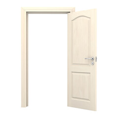 Naklejka premium Slightly opened white modern door on transparent background, ideal for concepts related to new opportunities and change