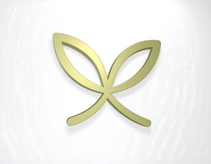 3D golden abstract intertwined leaves symbol on white background, representing global unity and peace.