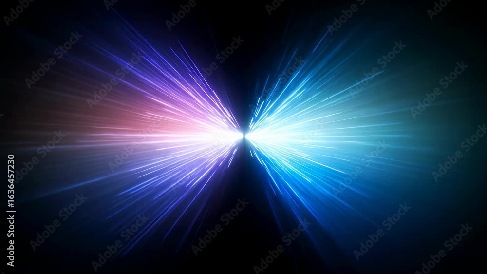 Poster bright colorful light rays exploding from center against dark background. abstract digital motion gr