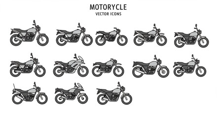 vector set of motorcycle icons