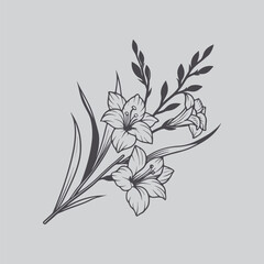 Gladiolus Lily Flower Minimal Art Print