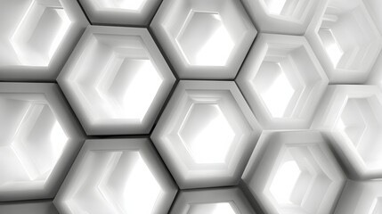 Abstract hexagonal pattern with light reflections.
