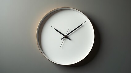 Simple white wall clock with black hands.