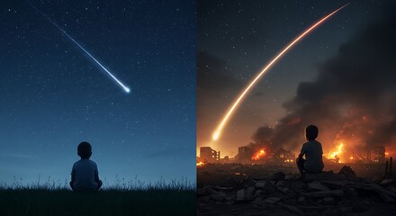 A tale of two skies a child's wish upon a star versus the harsh reality of war