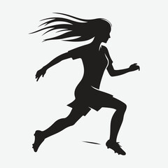 Football Soccer player silhouette with ball. High quality isolated Logo. Sport player shooting on white background. vector silhouette