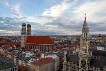Aerial View of Historic City Center with Church Towers and Architecture