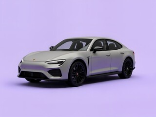 Fototapeta premium Sleek Modern Car, Lavender Background